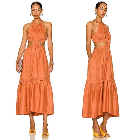 A.L.C. Dresses & Skirts - A.L.C. Whitney Cotton Poplin Cutouts Halter Midi Dress Women's Brown Size: 0 NWT